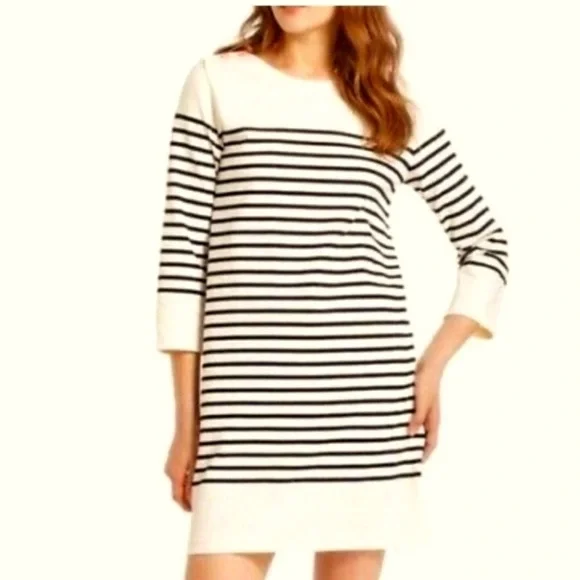 Anthropologie Allihop cream dress with navy stripes size Small - Picture 1 of 7